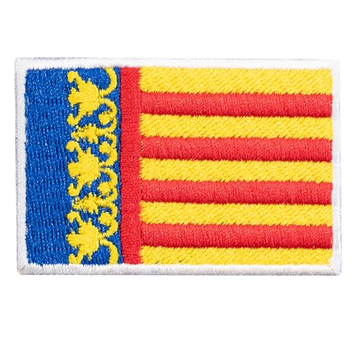 Aufnäher mit Flagge der valencianischen Gemeinschaft – La Textileria – Aufnäher 6 cm x 4 cm, zum Aufbügeln, Weiß von Genérico