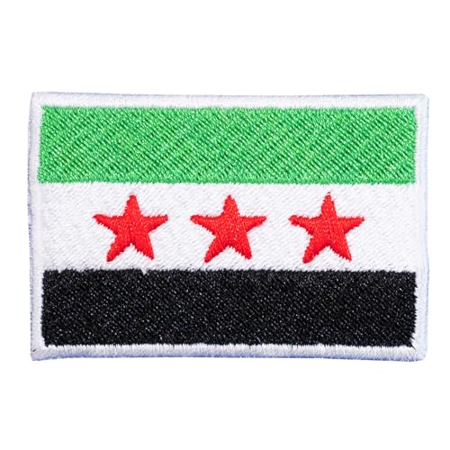 Aufnäher mit Syrien-Flagge, die Textilerie, 6 cm x 4 cm, rechteckig, bestickt, zum Aufbügeln, Weiß von Genérico