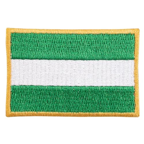 Aufnäher mit der Flagge von Andalusien, Latextileria, 6 cm x 4 cm, rechteckig, bestickt, zum Aufbügeln, goldfarben von Genérico