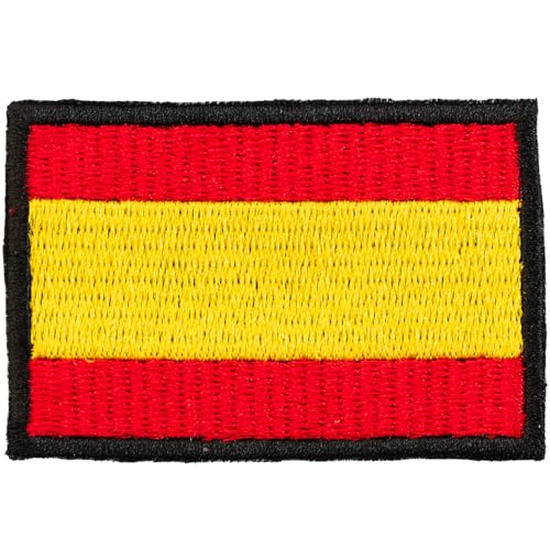 Aufnäher mit spanischer Flagge, 6 cm x 4 cm, bestickt, zum Aufbügeln, Schwarz von Genérico