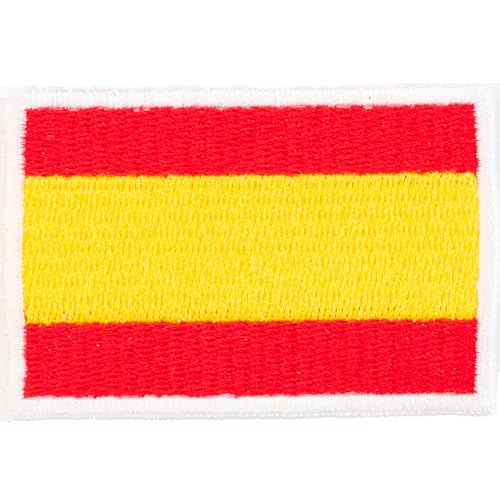 Aufnäher mit spanischer Flagge, 6 cm x 4 cm, zum Aufbügeln, Weiß von Genérico