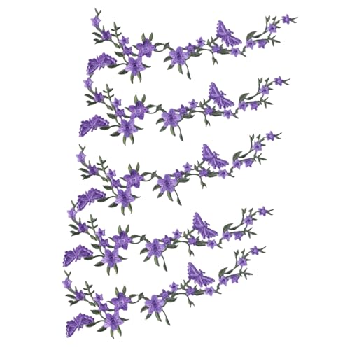 Bügelflicken zum Aufbügeln, Schmetterling, Blume, Applikation zum Aufnähen/Aufbügeln, 5-teiliges Zubehör zur Reparatur von Jeans, Mützen, T-Shirts, Blusen Bügelflicken zum Aufbügeln, Schmetterling, Blume, Applikation zum Aufnähen/Aufbügeln, 5-teiliges Zubehör zur Reparatur von Jeans, Mützen, T-Shirts, Blusen von Genérico