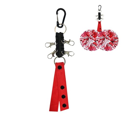 Cheer Bow Schlüsselanhänger Rucksackgurte für Pompons | Verschleißfester Bommel Halter | Tragbarer Rucksack mit Riemen, Cheer Cheer Cheer Keychain Cheer Ball, Farbige Bälle, Paar Schnürsenkel von Genérico