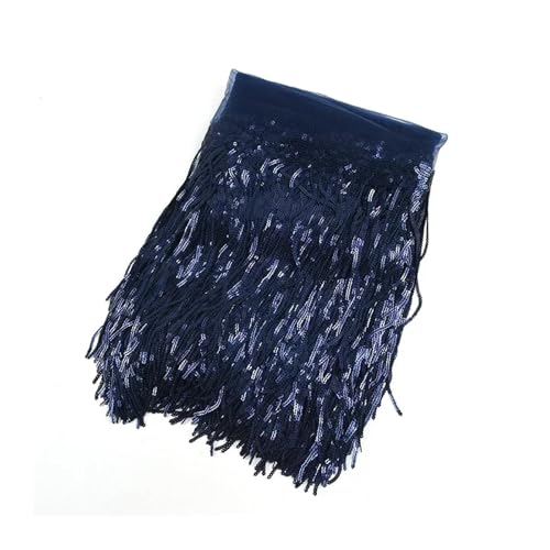 Genérico 5/10 Yards 20 cm Pailletten Quasten Fransen Spitzenband Stoff für Hochzeitsfeierkleid DIY Nähzubehör handgefertigt (9 NavyBlue, 5 Yards) von Genérico