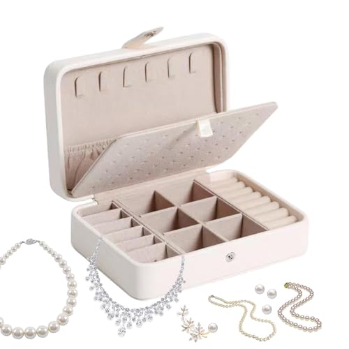 Genérico Kleines Reise-Schmuckkästchen – Tragbarer Schmuck-Organizer, Reise-Schmuckschatulle, Mini-Schmuckkästchen aus PU-Leder | Schmuckaufbewahrung für Ohrringe, Ringe, Armbänder und Halsketten, 16 von Genérico