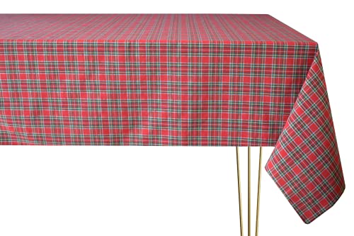 Generico Schottische Weihnachtstischdecke, rund, Tartan, Weihnachtstischdecke, grün, weiß kariert, Durchmesser 140 cm, 50 % Baumwolle, 50 % Polyester, handgefertigt in Italien von Generico