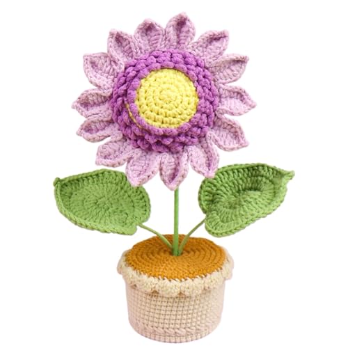 Häkelblumen, handgefertigte gestrickte Topfpflanze, Armaturenbrett-Dekoration, 25 cm, Sonnenblumen-Ornament, ideal für Urlaubsszene, Wohnzimmer, Schlafzimmer, Arbeitszimmer, handgefertigte von Generico