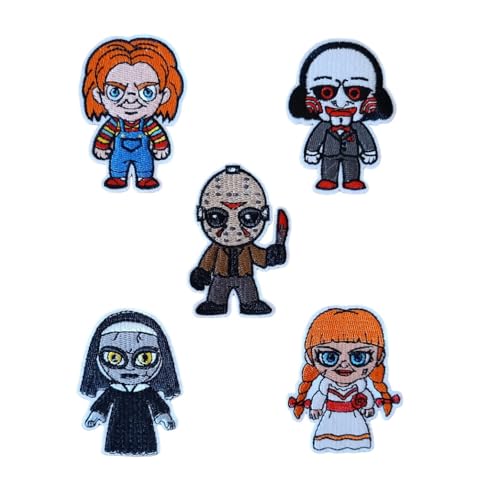 Halloween-Patches zum Aufbügeln oder Aufnähen, bestickt, 7 cm x 5 cm, Terror von Genérico