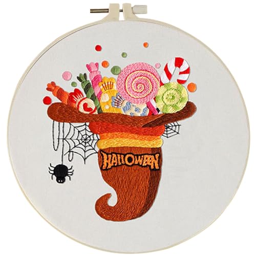 Halloween-Stickerei, Halloween-Nadelstich, Anfänger-Stickerei-Set, Gothic-Themen-Stickerei-Set, Anfänger-Set mit Halloween-Muster, Nadelstich-Set Paar von Genérico