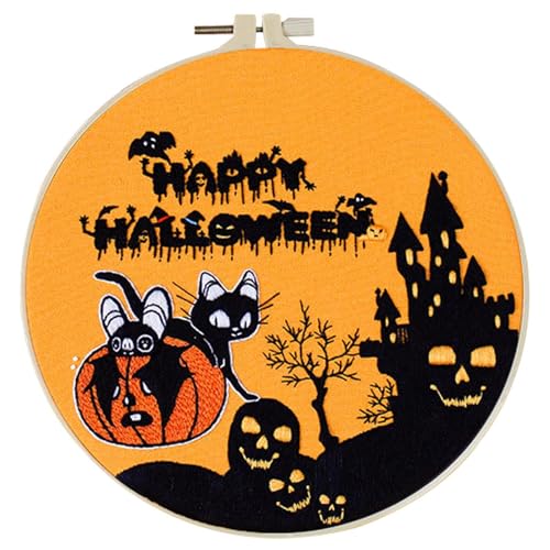 Halloween-Stickerei-Set, Halloween-Stickerei, Stickset für Anfänger, Gothic-Stickset, Anfänger-Set mit Halloween-Muster, Nadelstich-Set für Cr von Genérico