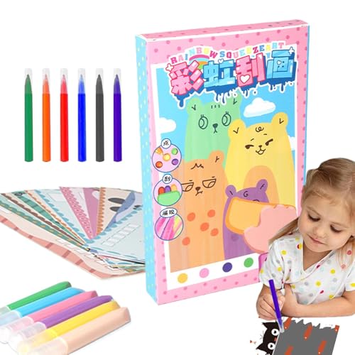 Kratzbuch für Kinder, Kunstbedarf, Regenbogen-Kunst-Set, 35-teilig, Kratzbuch für Kinder, Malset für Kinder, magische Papier-Pads zum Kratzen, Notizbücher von Genérico