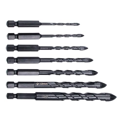 Mauerwerksbohrer – Set mit 7 Bohrern für Fliesen, Glas und Mauerwerk, präzises industrielles Bohrzubehör für hochfeste Elektrowerkzeuge aus Glas, Ziegel und Met Mauerwerksbohrer – Set mit 7 Bohrern für Fliesen, Glas und Mauerwerk, präzises industrielles Bohrzubehör für hochfeste Elektrowerkzeuge aus Glas, Ziegel und Met von Genérico