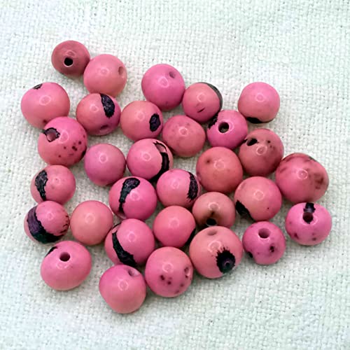 Perlen für Schmuckherstellung, 150 natürliche Asai-Samen, handgetönt, 5 – 8 mm Durchgangsloch, 1,5 mm (Rosa Chicle) von Genérico