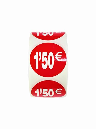 Preisaufkleber, 2.500 Aufkleber, 35 mm, Rot, glänzend, 5 Rollen (1,5 €) von Genérico