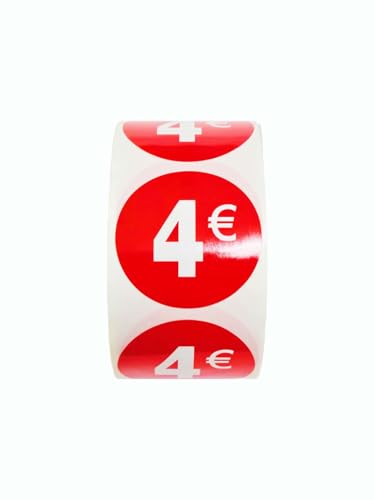 Preisaufkleber, 2.500 Aufkleber, 35 mm, Rot, glänzend, 5 Rollen (4 €) von Genérico