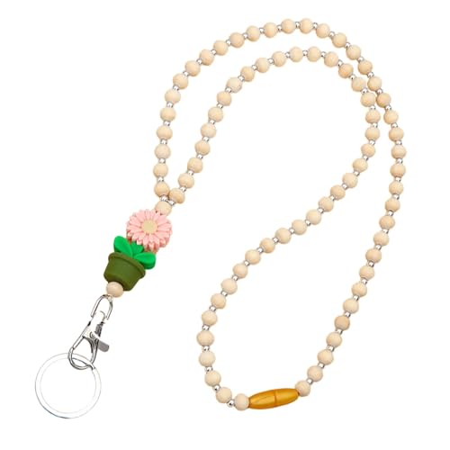 Schlüsselband für Lehrer mit Ausweishülle, mit Holzperlen für Frauen, Lanyards mit Blumenperlen für Ausweise und Schlüssel, niedliche Blumen-Lanyards von Genérico