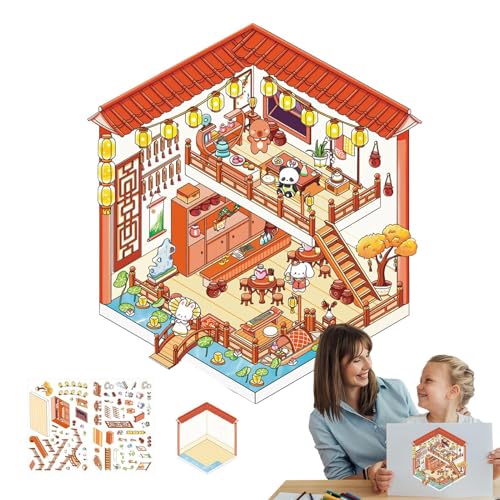 Stickerszenen für Erwachsene, Set aus Aufklebern für das Haus, handgefertigte Aufkleber mit Cartoon-Szene für Zimmer, Lernspielzeug, Szene mit Miniatur-Aufkleber, wasserdicht von Genérico