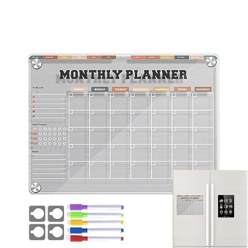 Trockenlöschkalender-Set – Trockenlöschtafel für Kühlschrank | Kühlschrank-Kalender-Planer | Acryl-Message-Board | Notizblock für Kühlschrank von Genérico