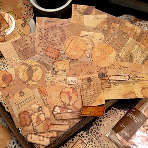 138 Stück Kaffee Thema Material Papier Packung Junk Journal Planer Scrap Booking Vintage Dekorative Braune Etikett Diy Handwerk Notiz Papier von Générique