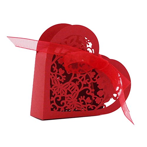 20 Stück Bonboniere Herz aus Papier Geschenkbox für Party Hochzeit – Rot von Générique