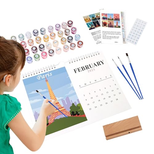 2025 Wandkalender, Malen nach Zahlenkalender, 2025 Monthly Calendar mit Pinsel & Acrylfarbe, künstlerischer Kalender, Dekoration für Zuhause, Schule und Büro, Kunstkalender für Kreativität von Générique