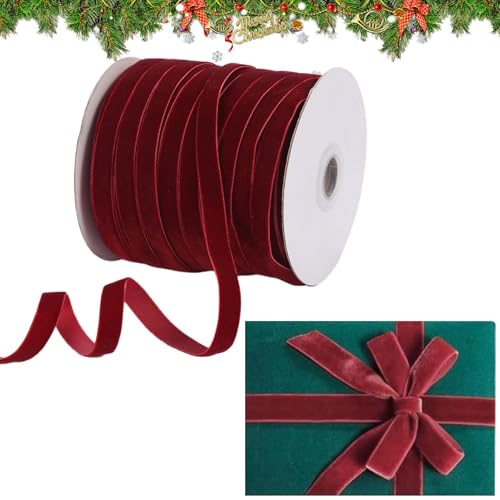 3/8 Zoll breites Nylonband, Band für Weihnachtsbäume, Blumenstrauß-Dekoration, Band, Band, Schleife, Schleife, Schleife, Weihnachtsband zum Basteln, Velvet Wrapping Ribbon von Générique