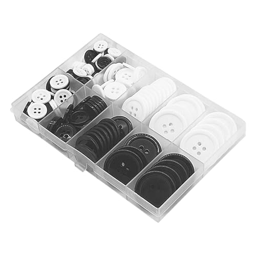 4-Hole Buttons, schwarze und weiße Buttons, Bastelknopf-Set, Nähknopf-Set, verschiedene Bastelknöpfe in Schwarz und Weiß, mit 4 Löchern aus Kunstharz in 5 Größen für Nähen und Projekte von Générique