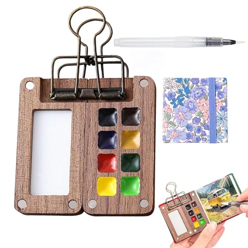 Aquarellfarben-Set | tragbares Malset | kleine Malpalette, Aquarell-Set für Reisen, tragbare Aquarellpalette, Holzpalette von Générique