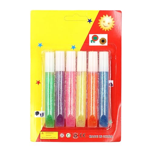 Art Glitter Adhesive Pens, 6-teiliges Set mit farbigem Kleber & Pasten, 4,13 Zoll feiner Tip Glitter Glue Pen für kreative Projekte, perfekt für Familie, Freunde und Kinder von Générique