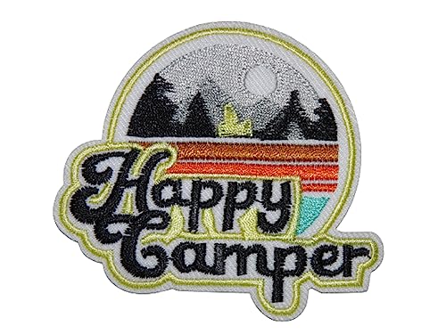 Aufnäher Aufbügler bestickt Patch Patch Happy Camper Weiß von Générique