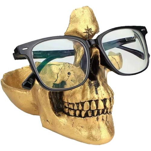 Brillenhalter, Skelett, kreativ, Sonnenbrille, Brillenständer, Schlüsselanhänger, Skulpturen aus Kunstharz, für Eingang, Büro, Zuhause, Nachttisch (Gold, Einheitsgröße) von Générique