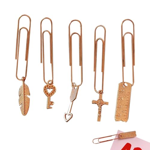 Büroklammer-Lesezeichen, lustige Büroklammern, 5-teiliges Set aus unsichtbaren Metallpinseln, niedliches Lesezeichen, Planer-Clips, Lesezeichen, lustige Memo-Clips für, Einladung zu von Générique