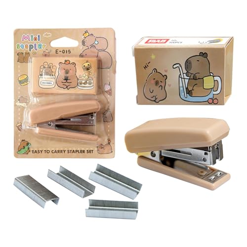 Capybara Desktop, Stapler Handheld, Cartoon Stapling Kids, Tragbares Novelty Design, Capybara Staplers für Schule, Arbeit, niedliches kleines Home Office Supplies, 10 x 8 cm von Générique