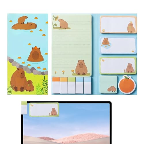 Capybara Sticky Notes, Sticky Notes for Kids, Kids Adhesive Sticky Notes, Sticky Notes with Cute Cartoon Designs, 7,87 x 3,94 Inches Cute Cartoon Sticky Notes for School, Kids Classroom Organizing von Générique