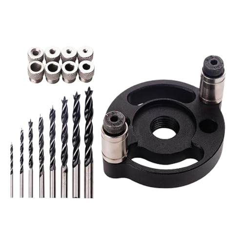 Center Spinner Drill Guide, Aluminum Alloy Hole Drilling Kit Woodworking Jigs, 10 x 10 x 5 cm Drilling Guide with Bushings Hand Tool Kits for Furniture Manufacturing Factory von Générique