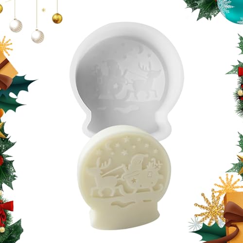 Christmas Candle Molds, Christmas Craft Mold, Epoxidharz Mold Silikon, Christmas Crystal Ball Shape Plaster Molds for Making Aromatherapy Candles, Home Decor Craft Mold von Générique