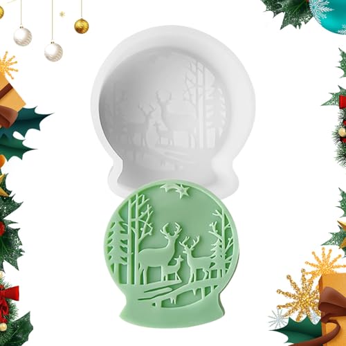 Christmas Candle Molds, Christmas Craft Mold, Epoxidharz Mold Silikon, Christmas Crystal Ball Shape Plaster Molds for Making Aromatherapy Candles, Home Decor Craft Mold von Générique