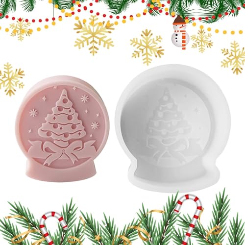 Christmas Candle Molds, Christmas Craft Mold, Epoxidharz Mold Silikon, Christmas Crystal Ball Shape Plaster Molds for Making Aromatherapy Candles, Home Decor Craft Mold von Générique