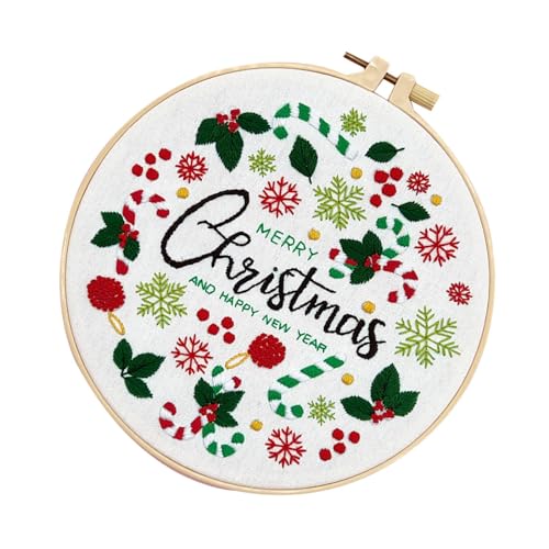 Christmas Embroidery Kit, Holiday Embroidery Set, Christmas Scene Needlepoint, Embroidery Set Adult, Santa Embroidery Kit, Holiday Stitching Kit, Needlepoint Kit for Adults Home Decorations von Générique