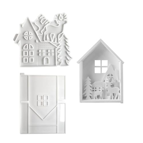 Christmas House Silikonform, Silikonguss, Cake Baking Molds, Wiederverwendbare Epoxidharz-Form, Seife & Wachs, Home House Shapeelktree, Wiederverwendbar, Waschbar, Plaster Form für Epoxidharz von Générique