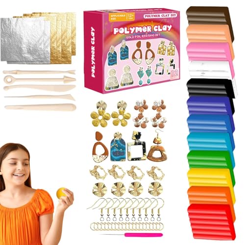 Clay Earring Making Set, Clay Earring Craft Kit, 148 x Ohrstecker-Set, Schmuckzubehör, Clay Tools für Ohrringe, Clay Tools und Ohrringe, Schmuck Making Supplies für Teen Girls von Générique