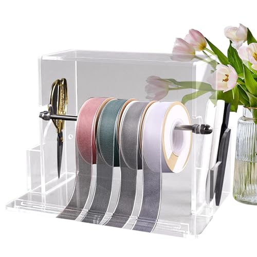 Clear Ribbon Organizer | Multi Use Label Dispenser | Craft Ribbon Holder | Sticker Organizer Rack, Craft Room Ribbon Rack, Label Dispenser Holder, Clear Sticker Organizer, Craft Storage Rack von Générique