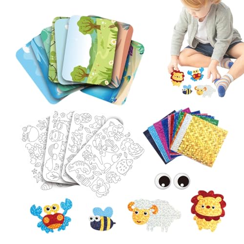 Creative Foil Art, Tier-Aufkleber-Set für Kinder, sensorisches Spielzeug, lustiges Bastelset für Zuhause, Kunstklasse, Klassenzimmer, Lernaktivitäten für Kinder, kreatives Basteln für Kinder von Générique