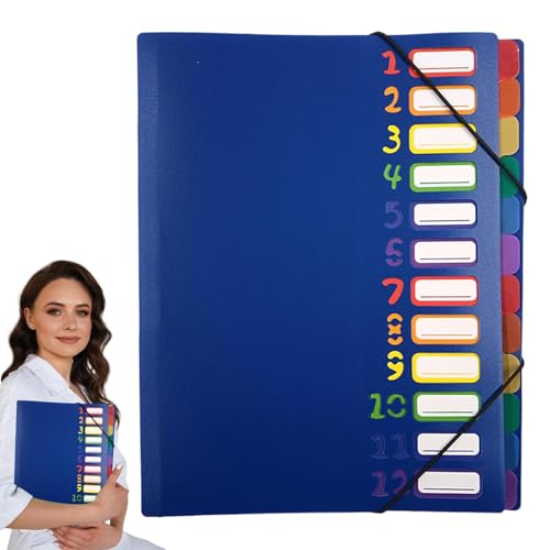 Dateiordner mit Etiketten, erweiterbarer Dokumentenorganizer, tragbarer Papierhalter, mehrseitiges Design, PP-Material, leicht, robust, ideal für Briefe, Karten, Büro und Schule von Générique