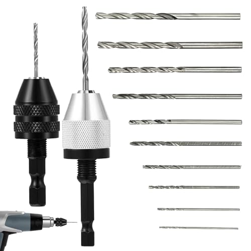 Drill Chuck Bit | Screwdriver Drill Adapter | 10 Drill Bits, Fast Change Converter, Extension Drill Tools Round-shank Adapter Quick Change Chuck Drill Bit Converter Screwdriver Bit Adapter von Générique