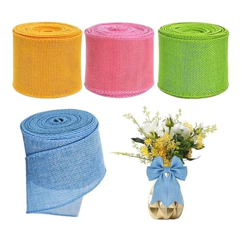 Easter Burlap Ribbons, dekorative Bänder, solide Ribbon Rolls, Wreath Bow Decor, Solid Wire Edge Ribbons, perfekt für Wrapping Easter Wreaths, Pakete und Blumenarrangements von Générique