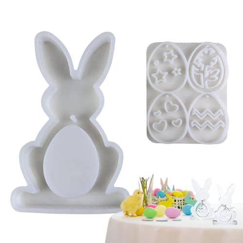 Easter Egg Molds für Epoxidharz, Cartoon Bunny Craft Mold, Resin Decoration Molds, Creative Holiday Supplies for Clay, Plaster Epoxy Resin Molds, Easter Resin Mold, Bunny Craft Molds for Epoxy von Générique