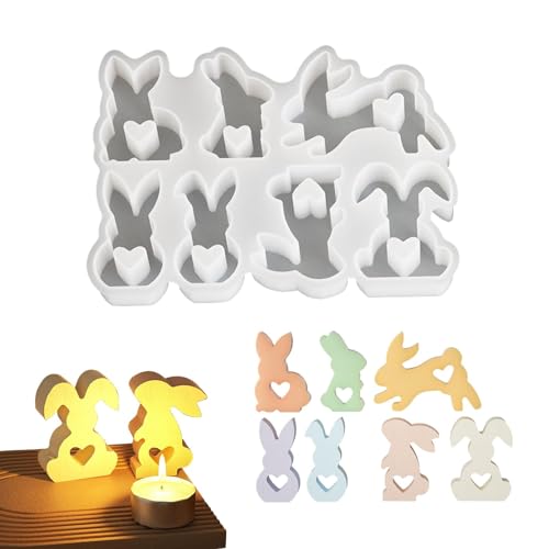 Easter Rabbit Silikon Mold, 7-Kavity Love Heart Bunny Soap Mould, Tier-Shaped Silikon Backform für Kuchen, Fondant, Pudding und Schokoladendesserts von Générique