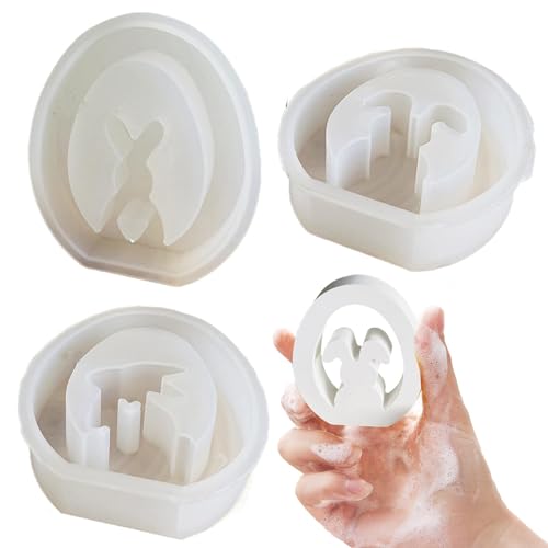 Epoxidharzform, Easter Silicone Mold, Tisch-Centerpiece Mold, Set mit 3 Bunny Shape Molds, Bunny Mold, Silikon Tischcenter Mold, Lebensmittelqualität, Resin Mold Ornamente für Epoxidharz, Handwerk von Générique