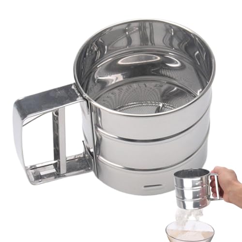 Flour Sifter, Wiederverwendbarer Netzstoff, Edelstahl, Pulver, Backzubehör, tragbares Backzubehör, Küchenzubehör, Küchen-Flutsifter, Home Baking Tool, Powder Sifter für Backen, Edelstahl von Générique